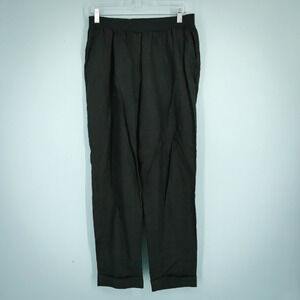 Rosso35 44 Size 8 US Black Pull On Cuffed Ankle Length Linen Cotton Blend Pants